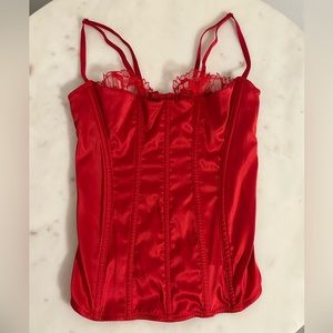 Red, silk corsette bra